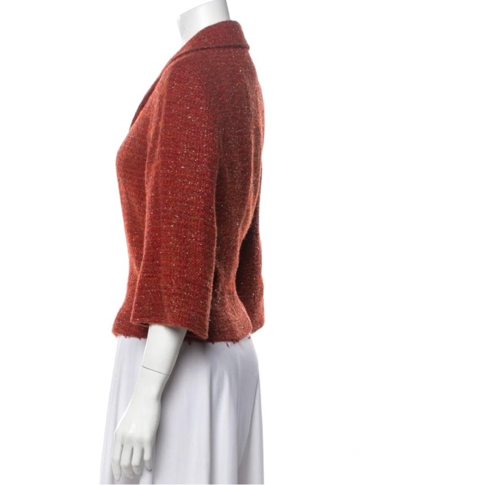 Lafayette 148 Metallic Sparkle Wool Tweed Blazer Suit Red Orange Silver Work 4 - Picture 4 of 16